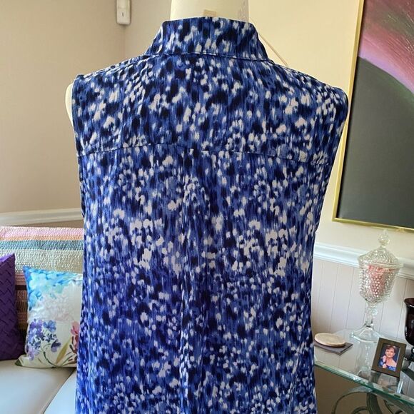 NWT Michael Michael Kors Abstract Blue Sleeveless Tunic Top | Size M | Chic - Picture 5 of 9